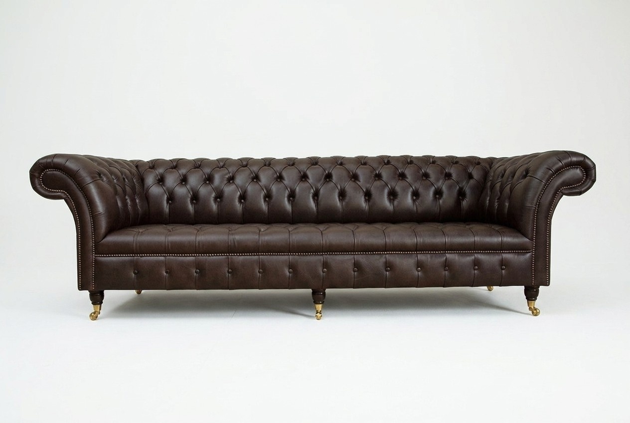 Chesterfield Brown Couch Sofa Upholstery 4 Seater Couches Seat Set Sofas 265cm