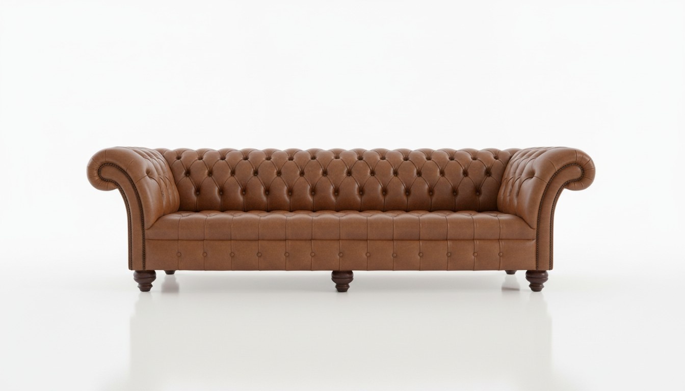 Chesterfield Sofa Brown Faux Leather 4-Seater XXL Comfortable Living Room Couch New