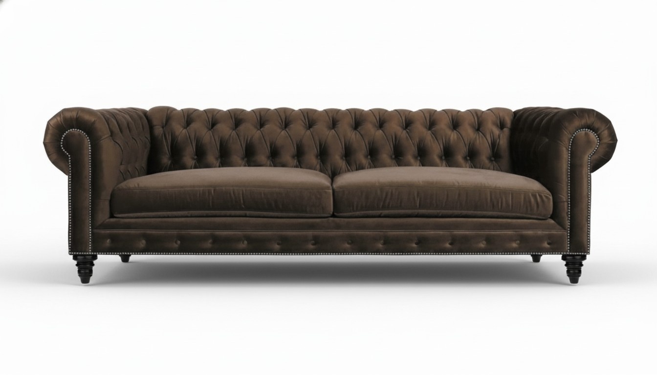 Chesterfield Brown New Living Room Modern Three Seater Creative Furniture Textile Fabric