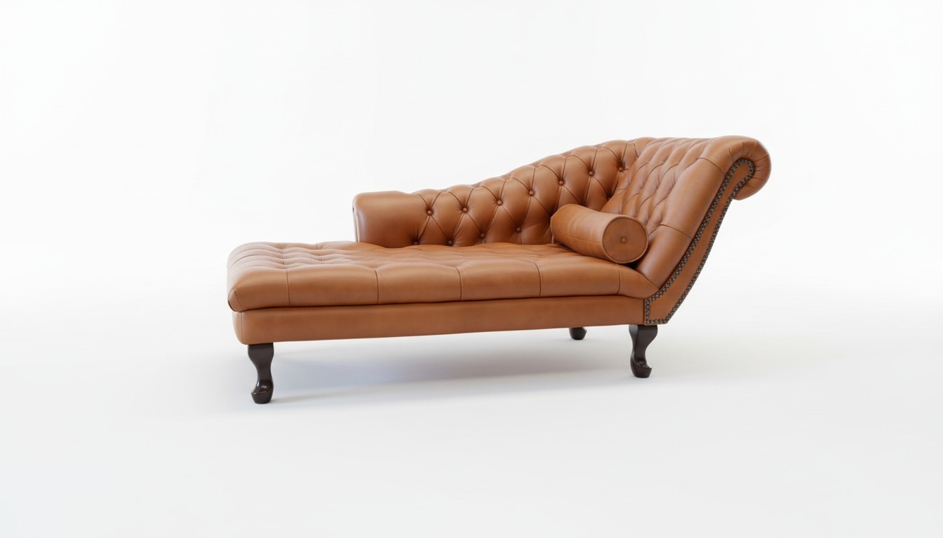 Chesterfield Chaise Longue Liege Ottoman Sofa Real Leather Relax Chaise New