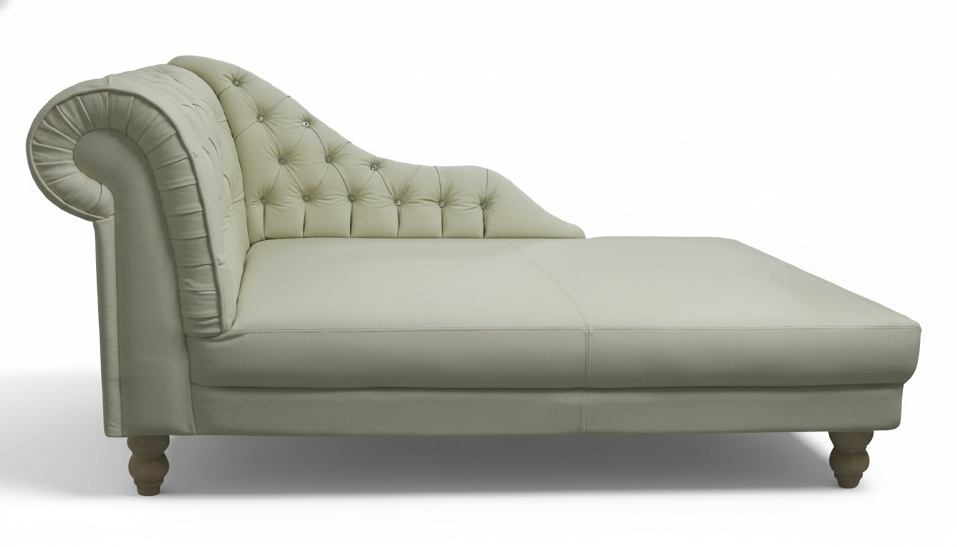 Chesterfield Chaise Lounge Bed Couch Sofa Leather Sofa Textile with Crystals NEW