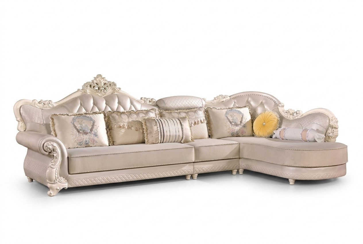 Chesterfield Corner Sofa Upholstery Baroque Rococo Fabric Leather