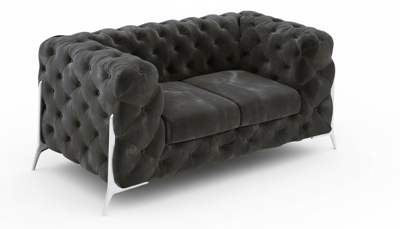 Chesterfield Couch 2 Seater Upholstery Seat Textile Fabric Leather Couches Sofas Sofa