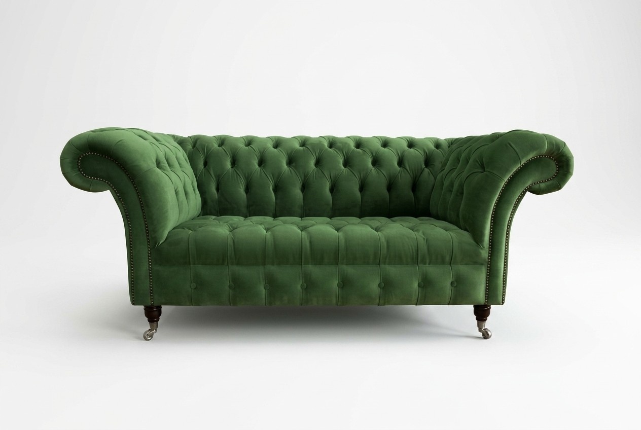 Chesterfield Couch 2 Seater Upholstery Seat Textile Fabric Leather Couches Sofas Sofa