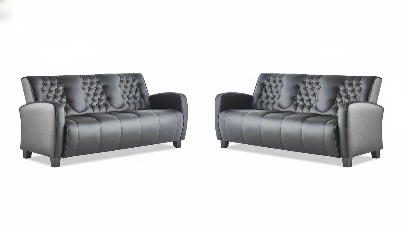 Chesterfield Couch 3-seater sofas sofa set modern leather sofas wooden buttons