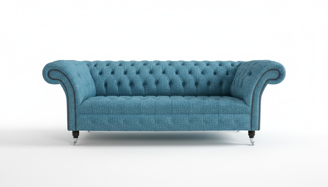 Chesterfield Couch 3 Seater Upholstery Seat Textile Fabric Leather Couches Sofas Sofa