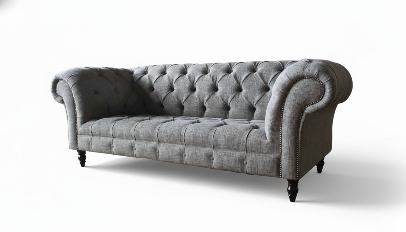 Chesterfield Couch Sofa Upholstery 3 Seater Couches Seat Sofas Grey