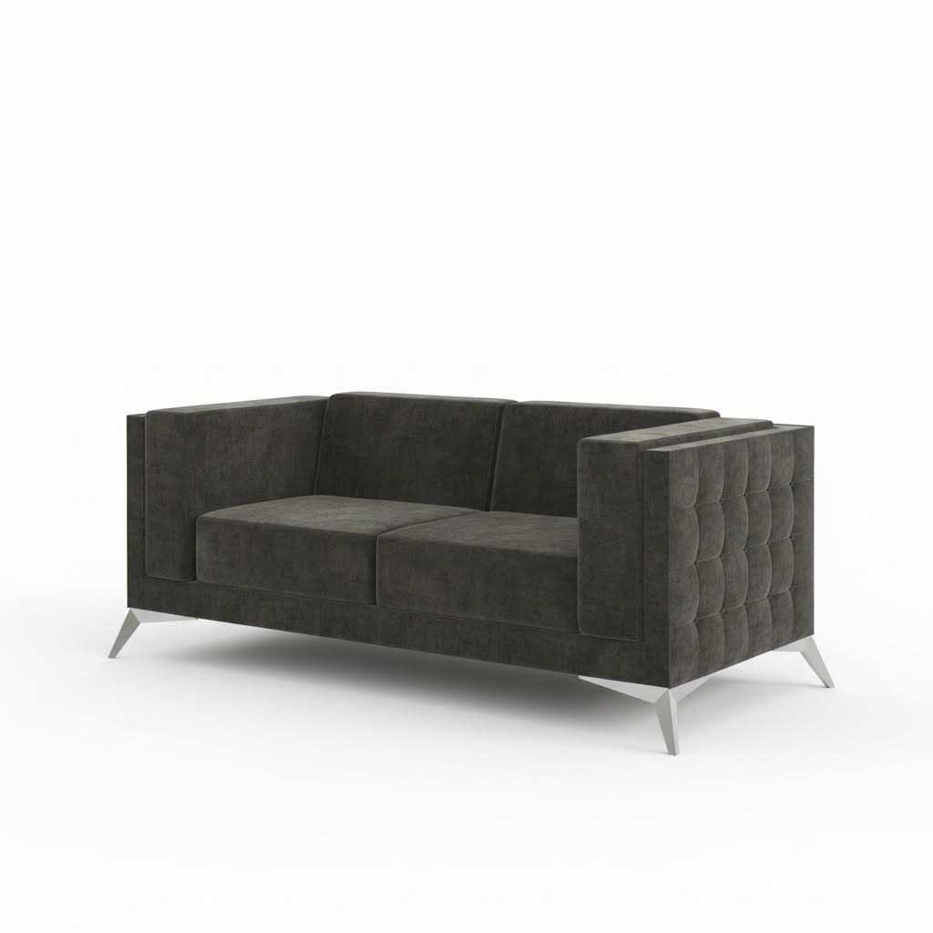 Chesterfield Couch Sofa Upholstery 2 Seater Couches Seat Set Sofas Grey New