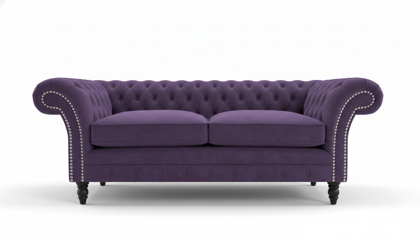 Chesterfield couch textile velvet fabric designer sofa furniture noble design 3 seater
