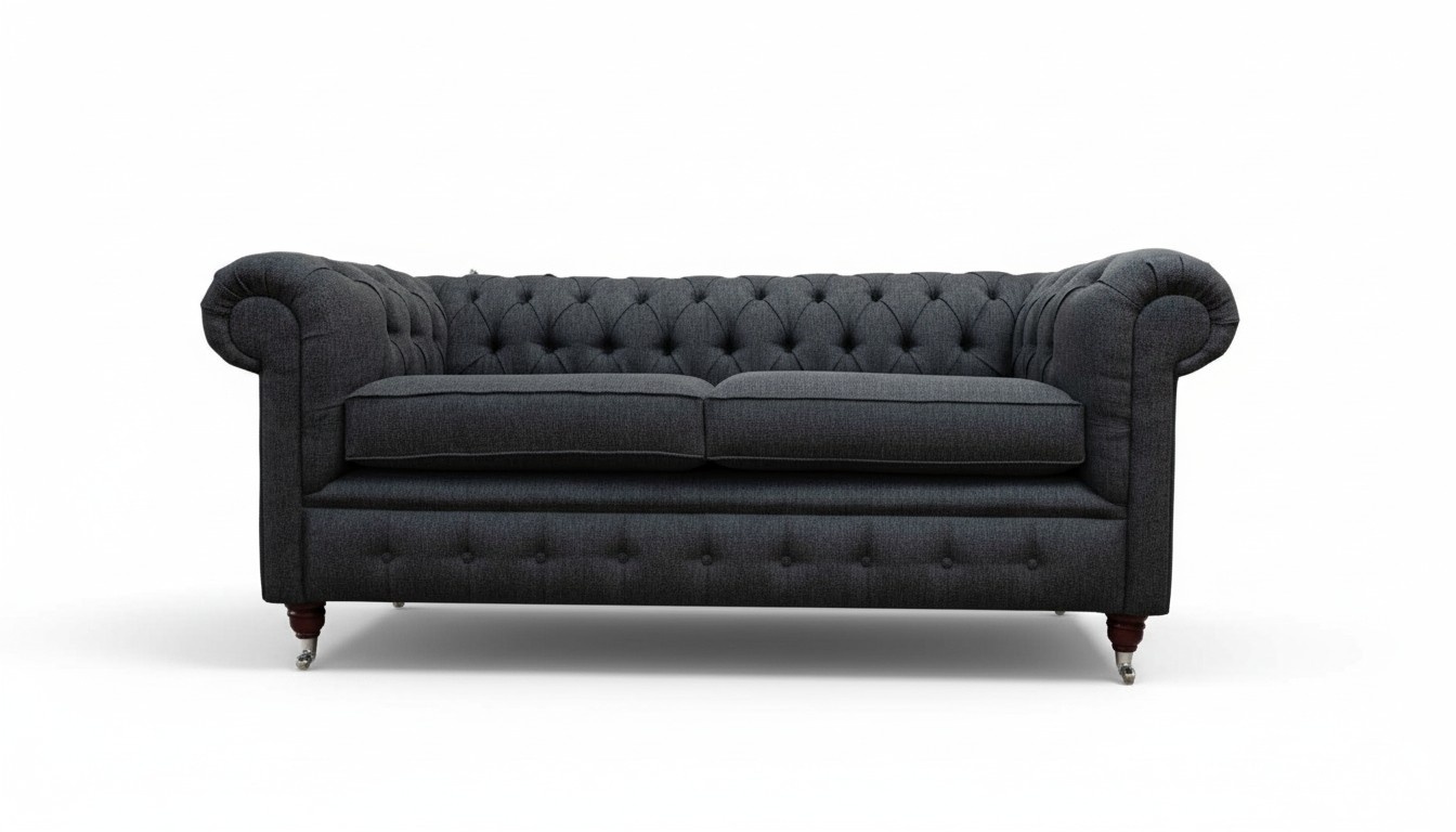 Chesterfield Couch Upholstery Furniture Two Seater Couches Sofas Fabric Grey