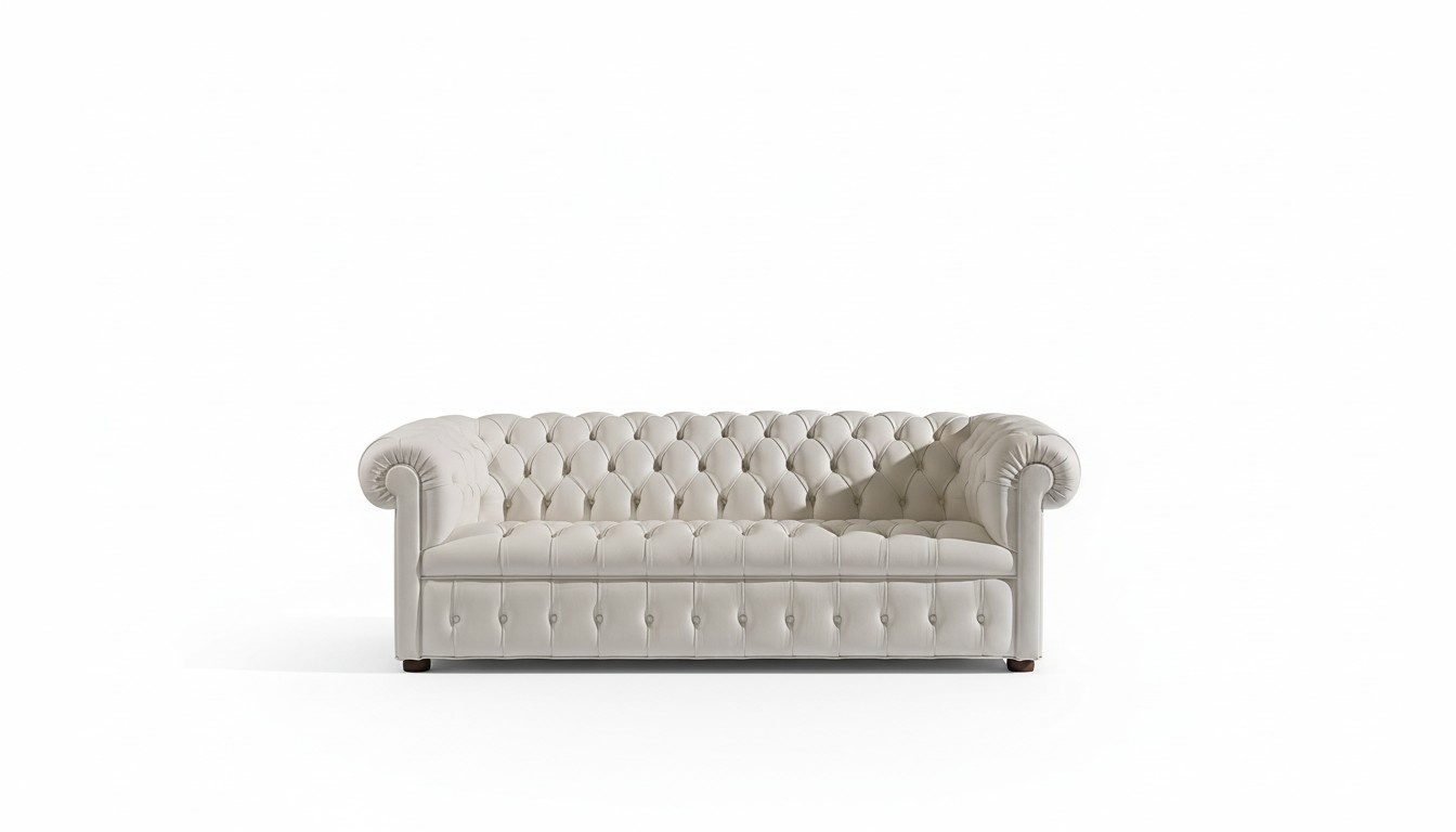 Chesterfield Couch Upholstered Leather Sofa 3-Seater Classic Couches Berto White New