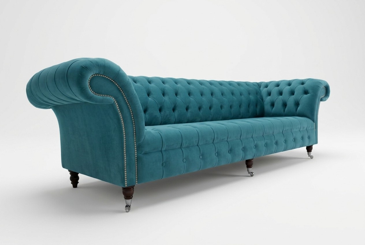 Chesterfield couch xxl large sofa couches velvet leather textile upholstery sofas turquoise