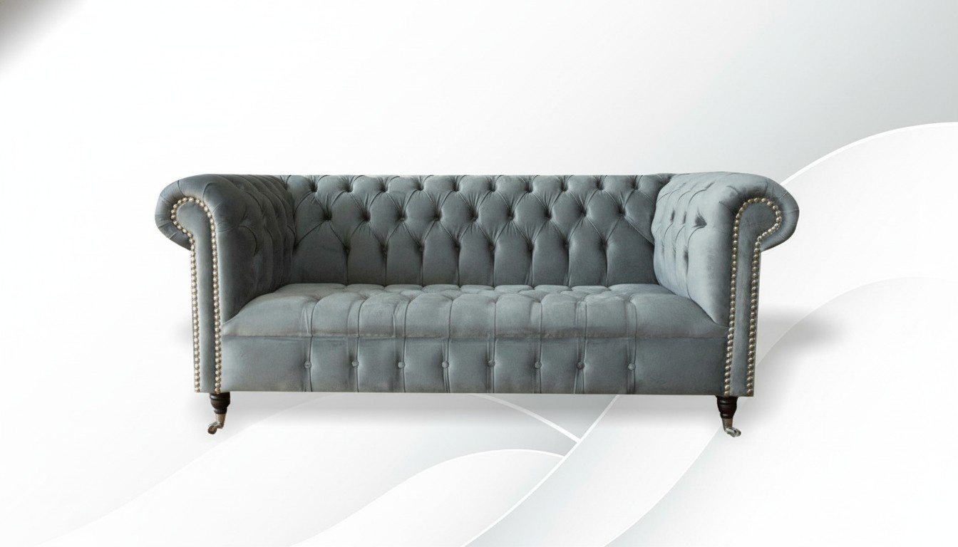 Chesterfield creative furniture new modern design textile living room couches grey