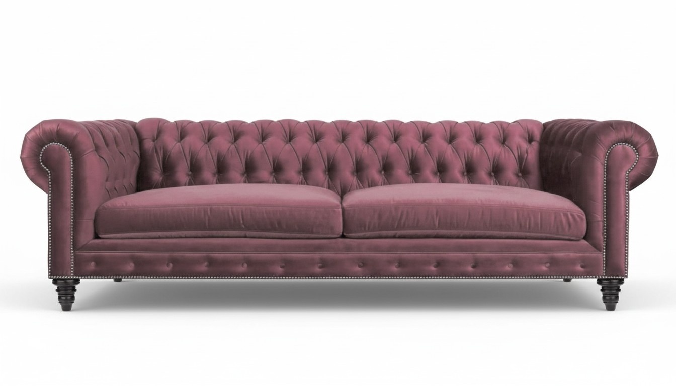 Chesterfield Creative Furniture Textile Fabric Pink Sofa Living Room Modern Three Seater