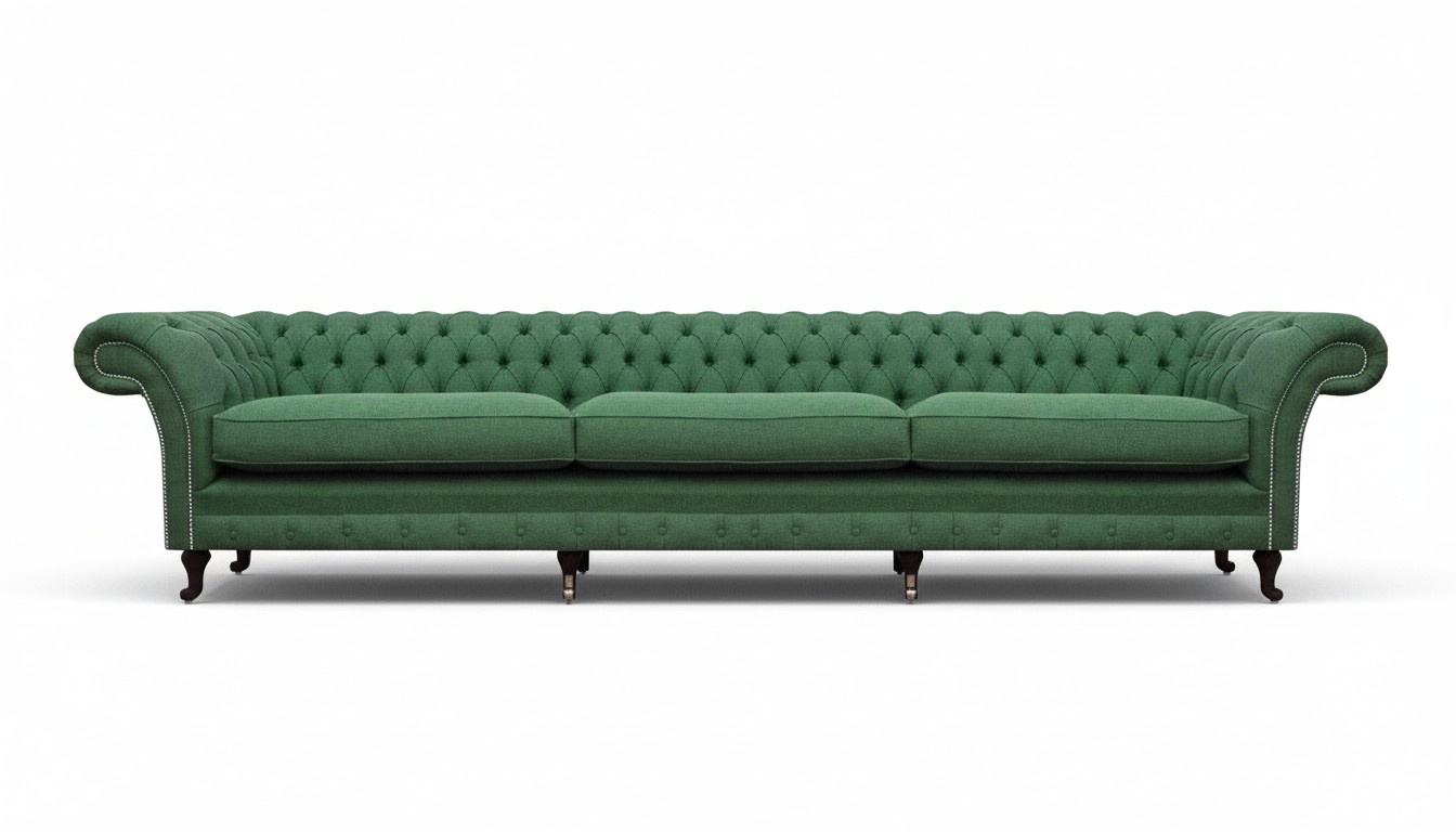 Chesterfield Dark Green Couch Modern Upholstered 3-Seater Luxury Furniture