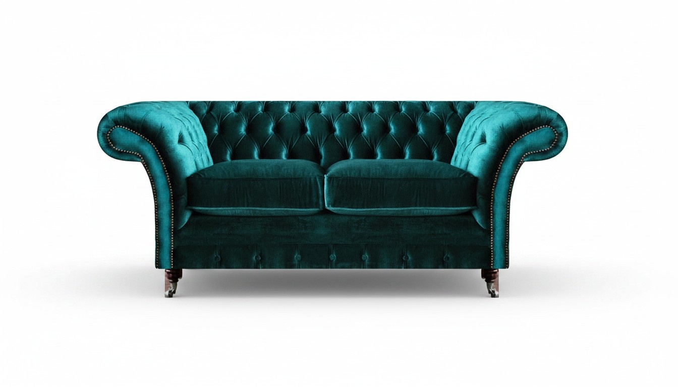 Chesterfield design green sofa two seater sofa furnishings upholstered furniture