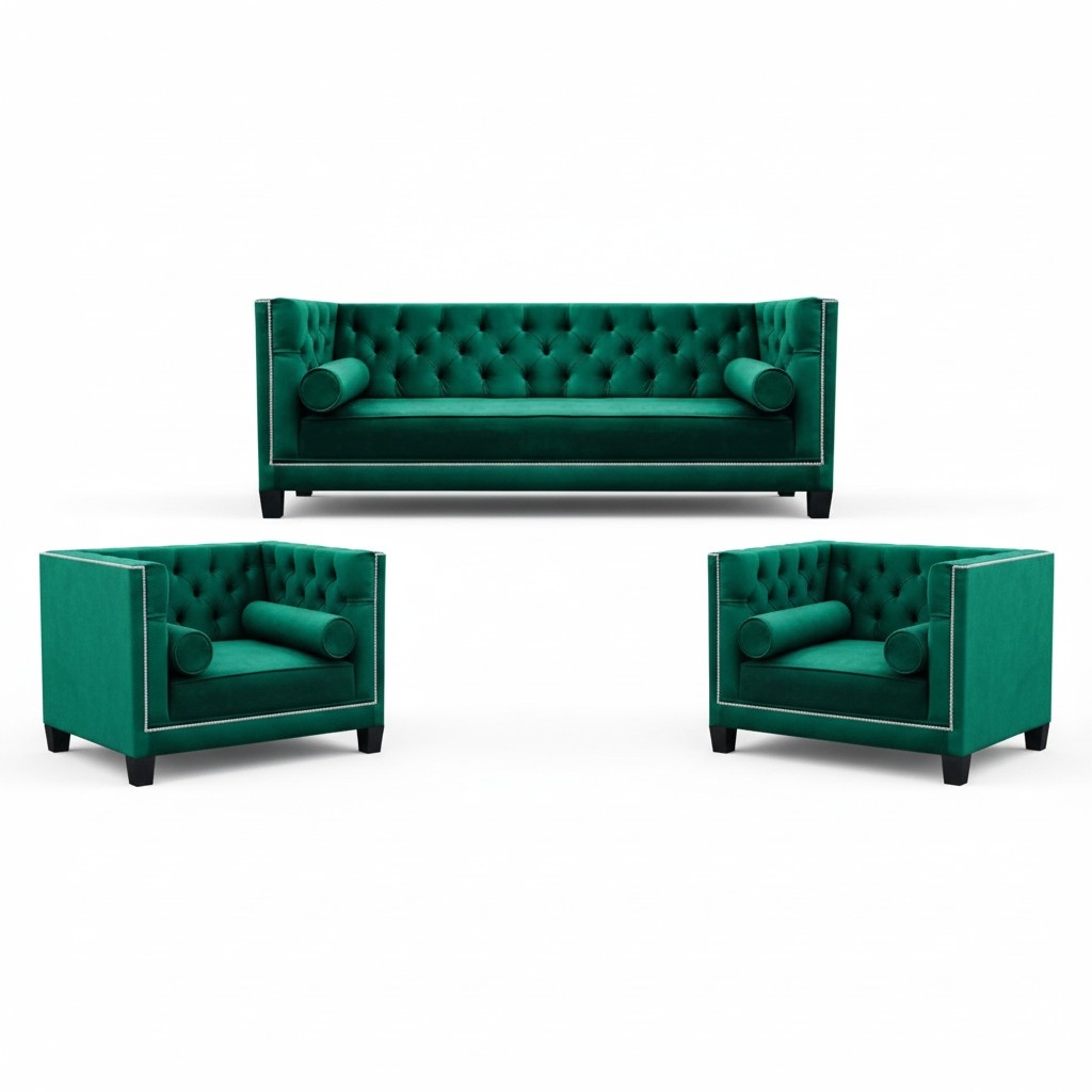 Chesterfield design luxury upholstered sofas couch seat set armchair 3+1+1