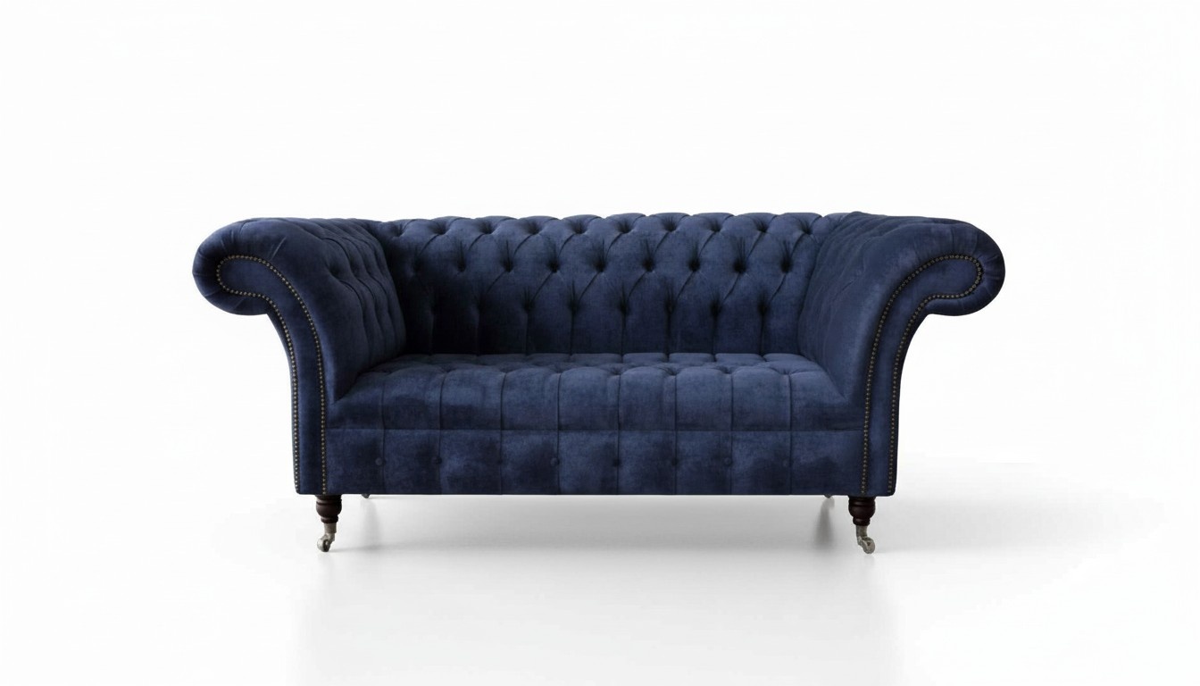 Chesterfield Design Sofa Couch 2 Seater Upholstery Blue Sofas Couchen New