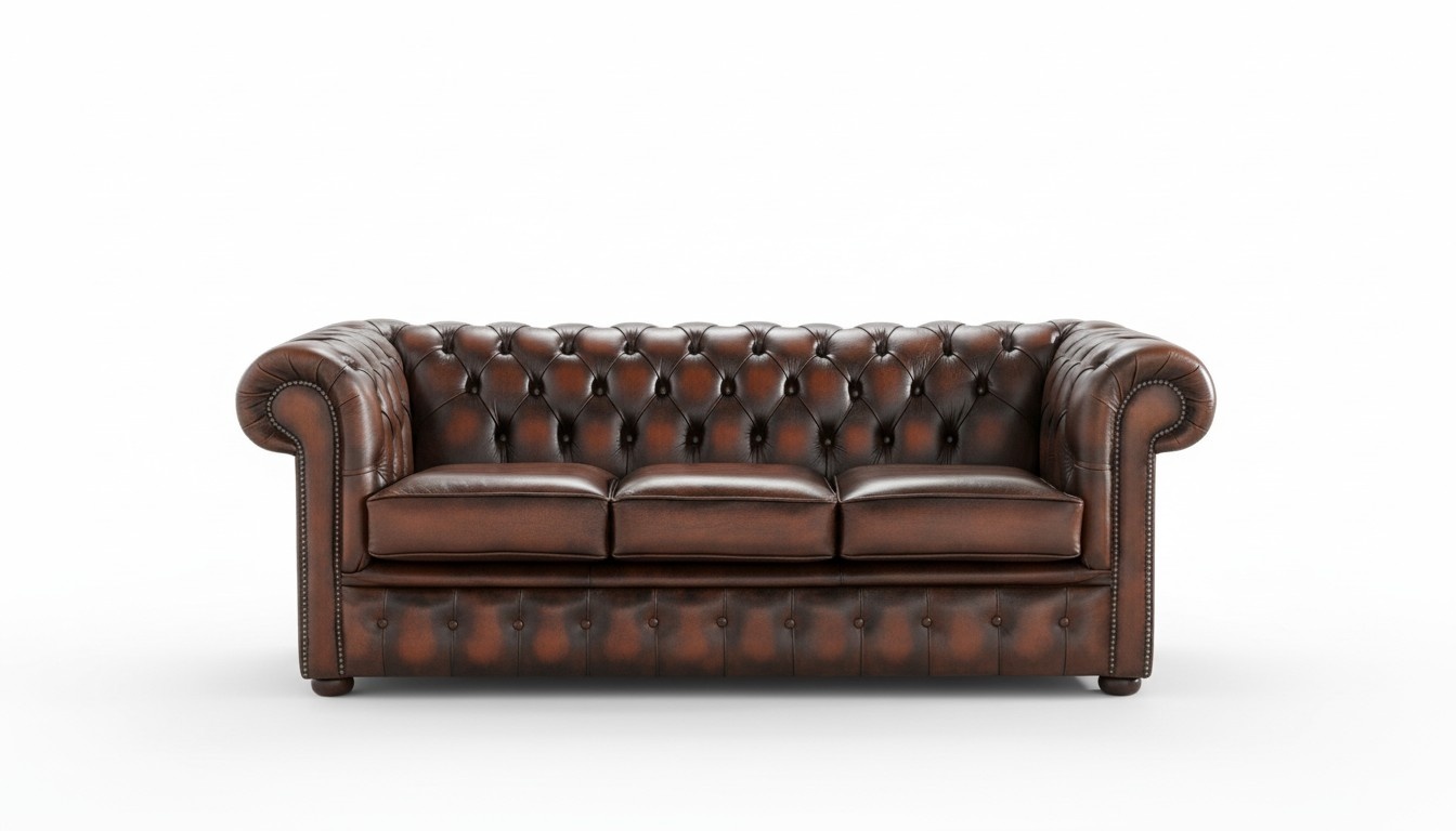 Chesterfield Sofa 3-Seater Chocolate Brown Faux Leather With Cushions Comfortable Couch New