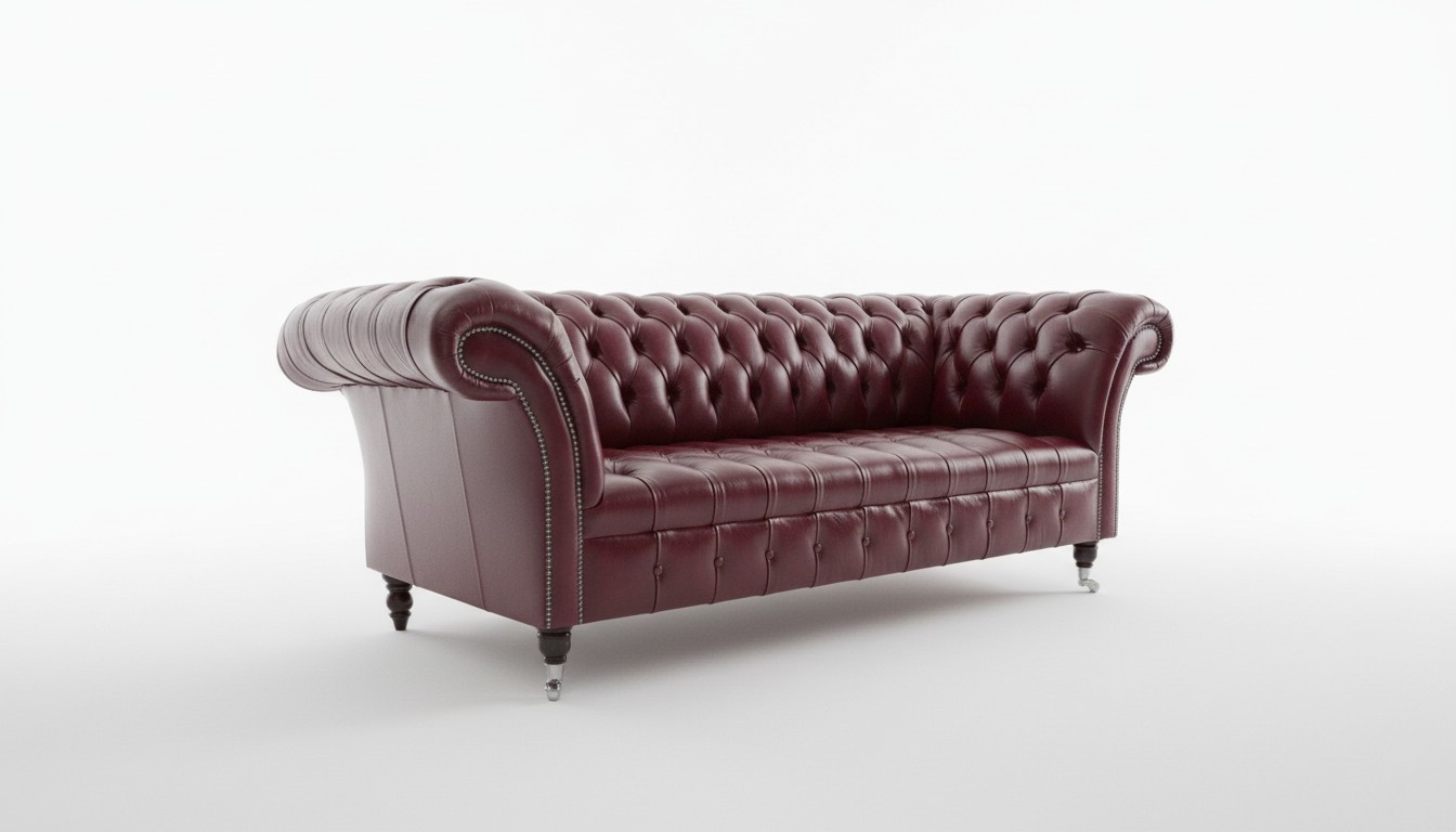 Chesterfield Sofa 3-Seater Red Premium Faux Leather Couch on Castors New Comfortable Sofa