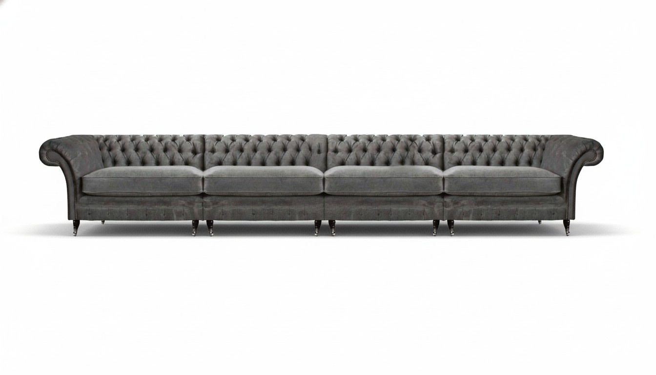 Chesterfield Designer Sofa Living Room Couch Luxury Upholstered 4-Seater