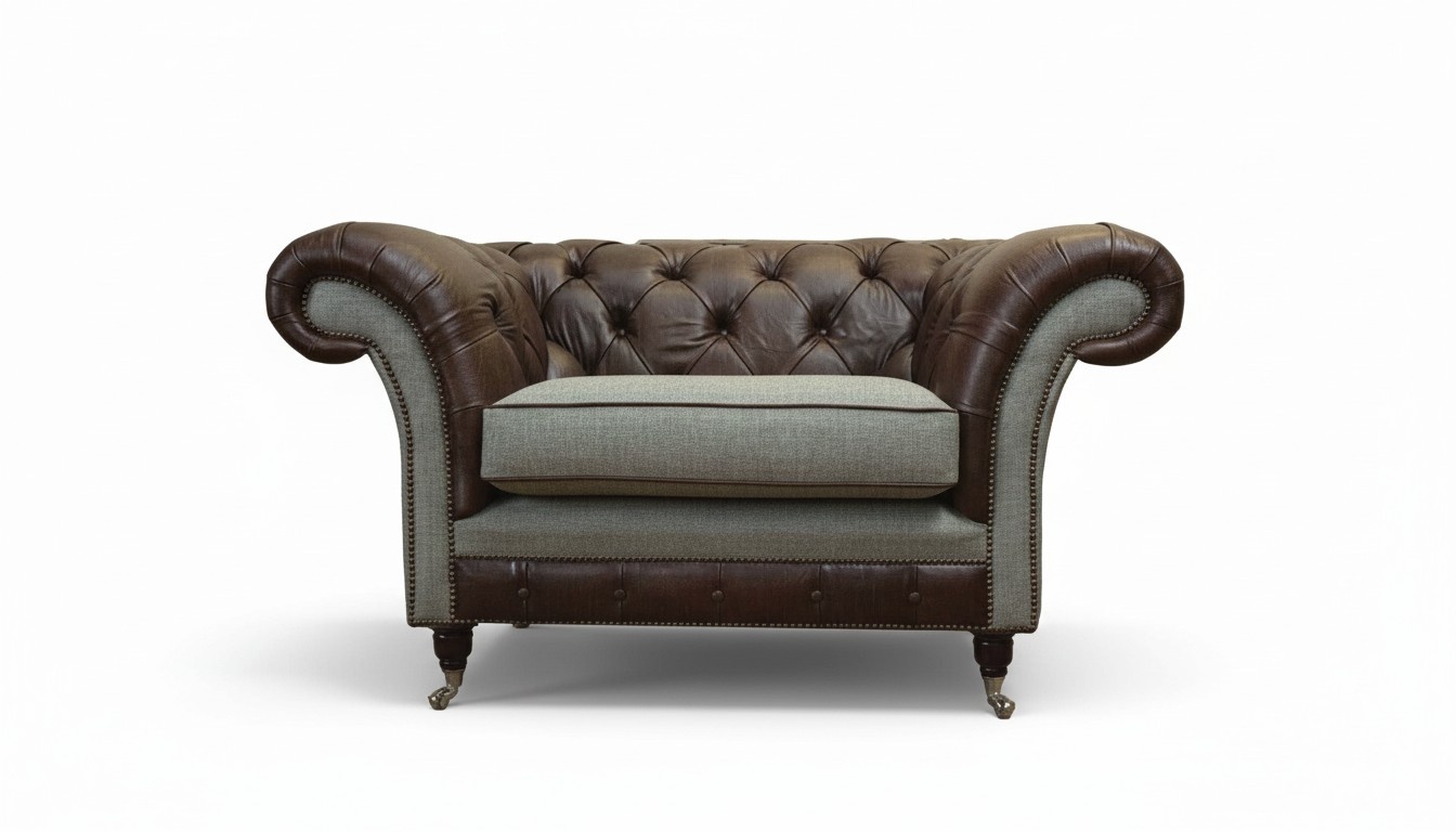 Chesterfield Wing Chair Grey Sofa Set Armchair Couch Leather Sofa