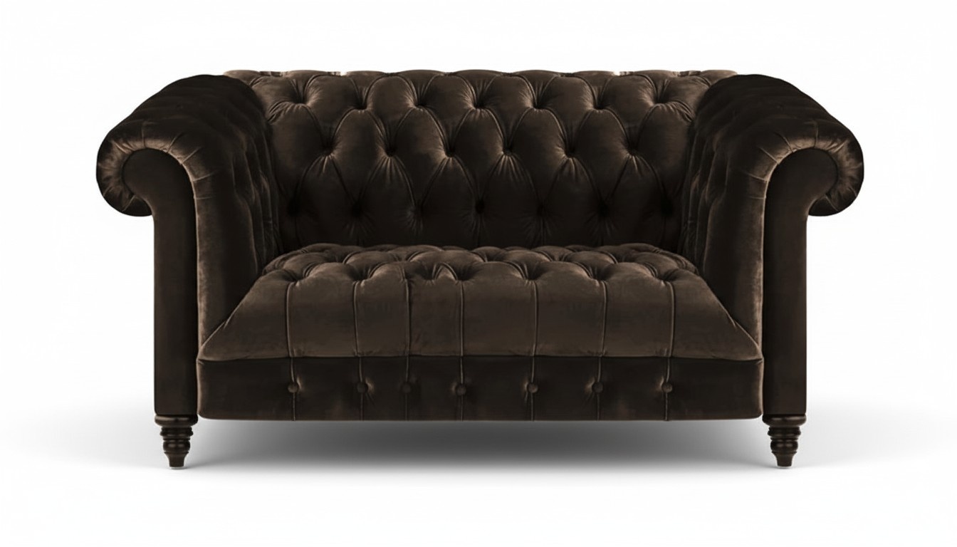 Chesterfield Exclusive Brown Couch Modern Two-Seater Upholstered Furniture