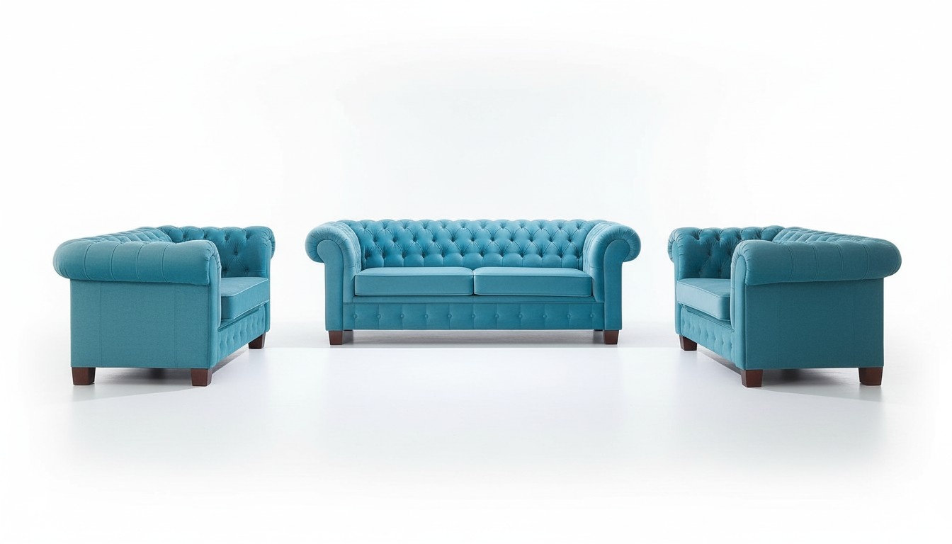 Chesterfield Fabric Design Couch Upholstery Seat Set Sofa 3+2+2 Sofas Set