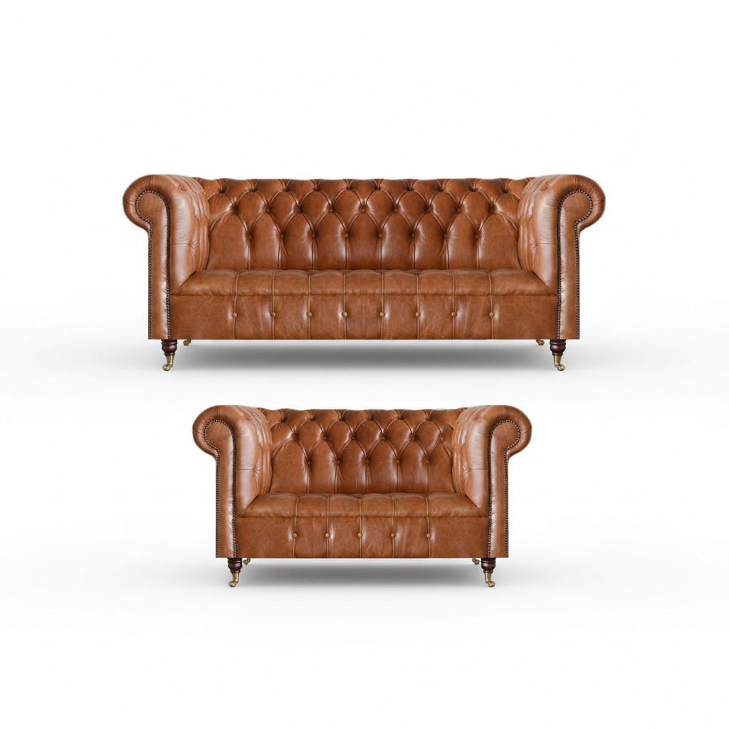 Chesterfield faux leather set designer sofas luxury 2-seater couch