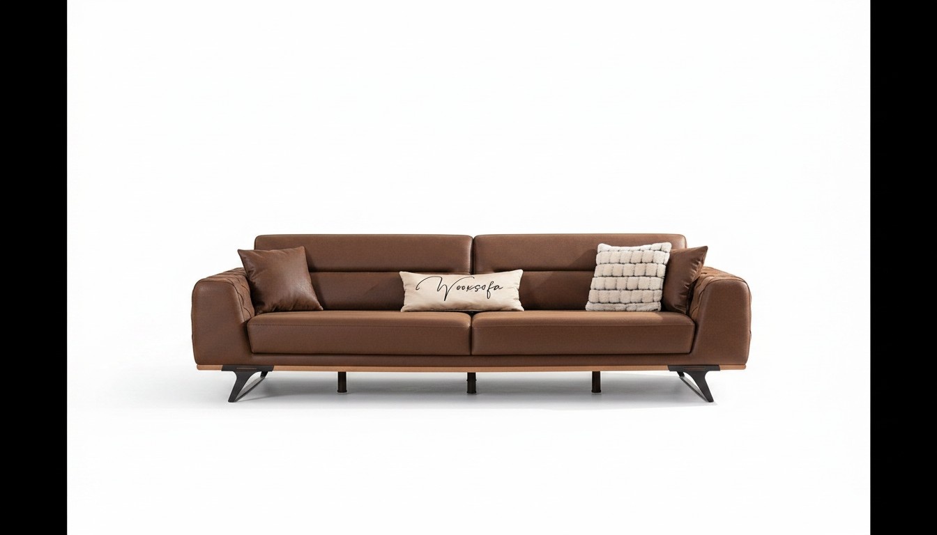 Chesterfield four seater couch faux leather brown sofa 4 seater upholstery