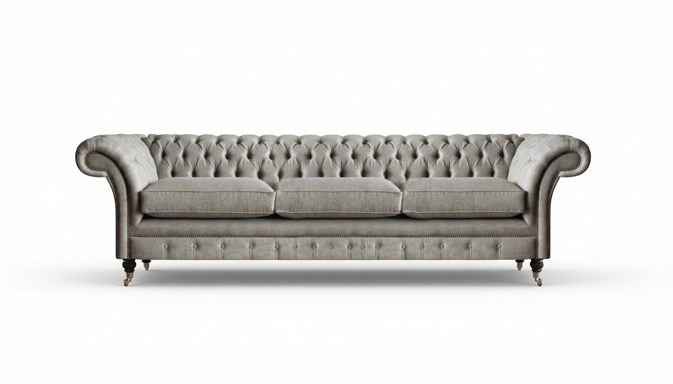 Chesterfield Grey Three Seater Living Room Upholstered Sofas Designer Couches