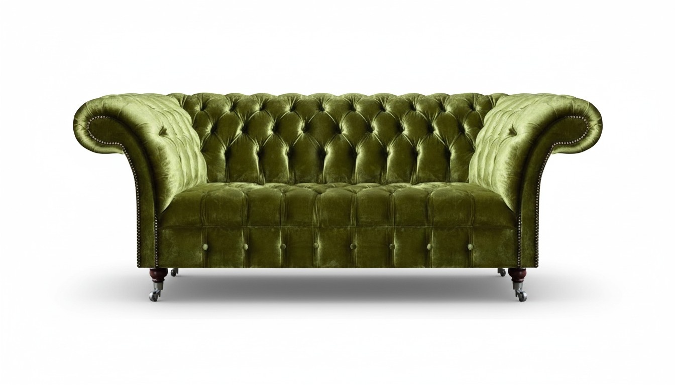 Chesterfield green living room furniture sofa three-seater couch upholstery furniture