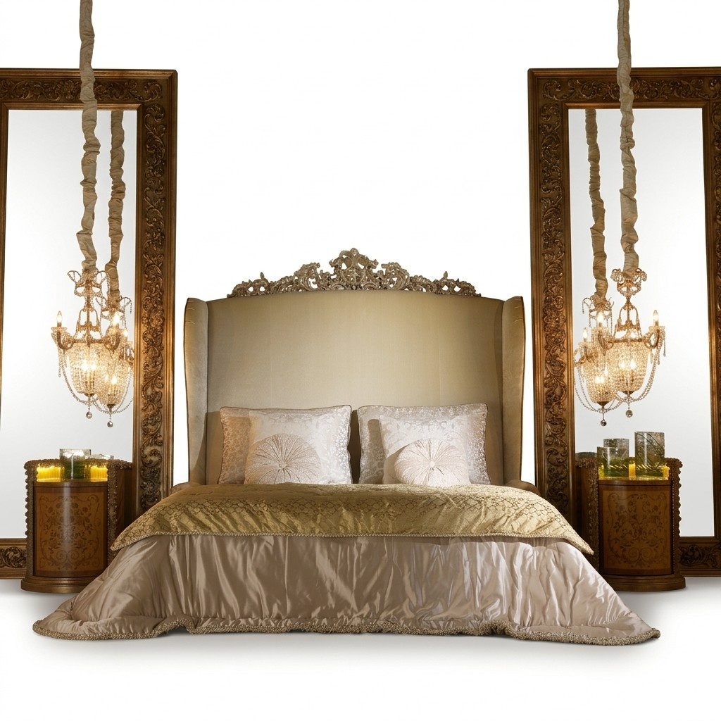 Chesterfield Large Bed Headboard Beds Baroque Rococo Royal Style Furniture