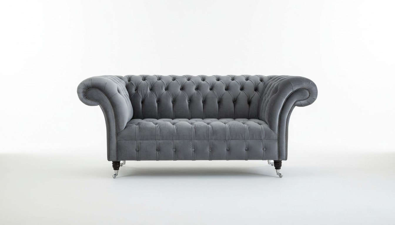 Chesterfield Big Textile Design Living Room Couch Sofa Upholstery 2 Seat Leather #124