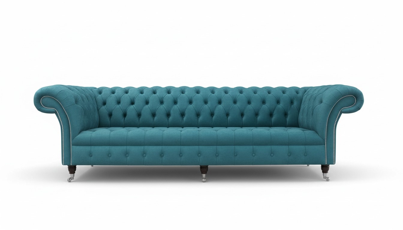 Chesterfield Big Textile Design Living Room Couch Sofa Upholstery 4 Seat Leather #113