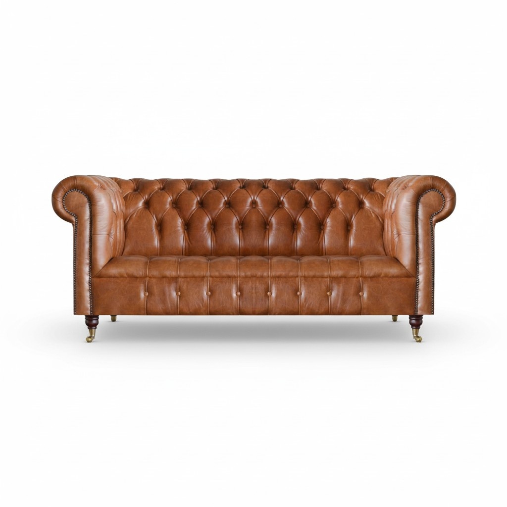 Chesterfield leather seating brown three seater living room luxury sofas