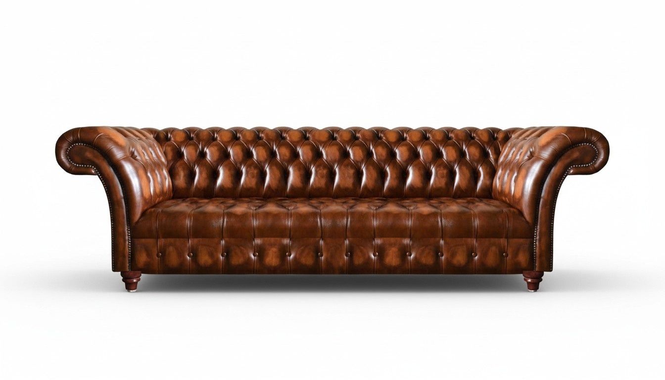 Chesterfield Leather Sofa Brown Faux Leather Couch Designer Fine Seating