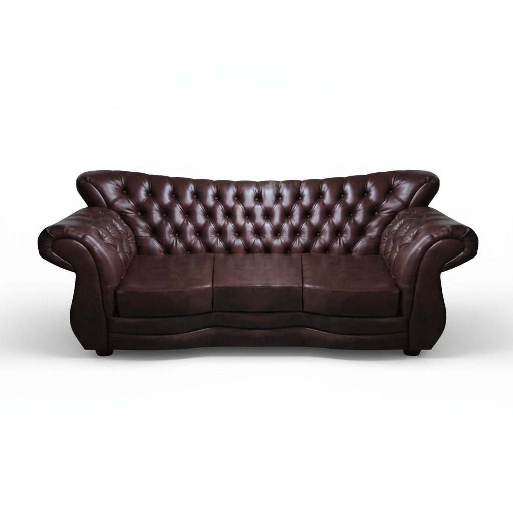 Chesterfield leather sofa couch three-seater living room luxury furnishings