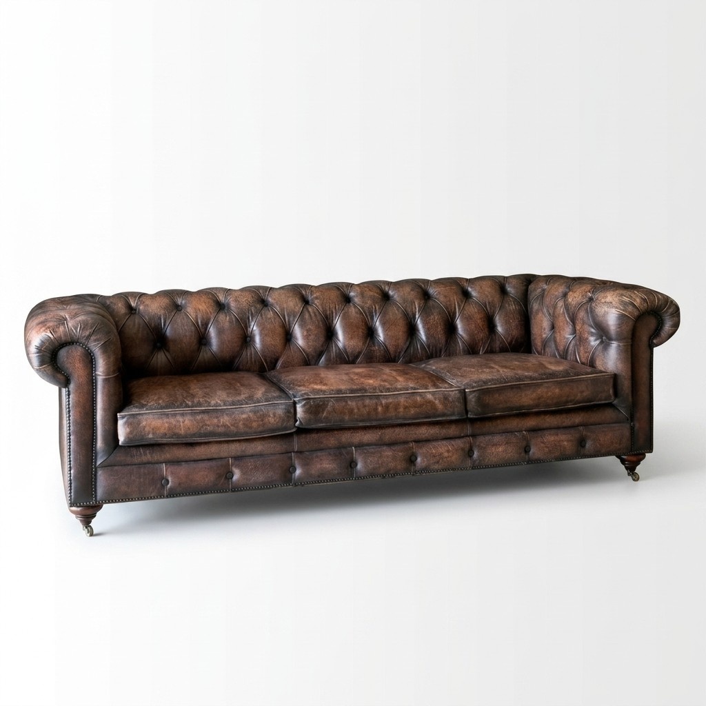 Chesterfield Leather 3-Seater Sofa Couch English Style Furniture Seat Upholstery Designer Couches