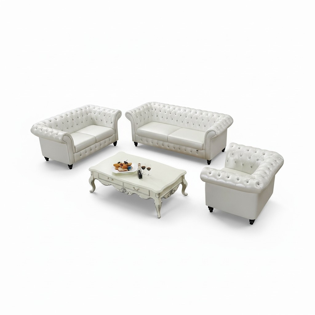 Chesterfield leather sofa set designer upholstered seating couch 3+2+1 2016-07