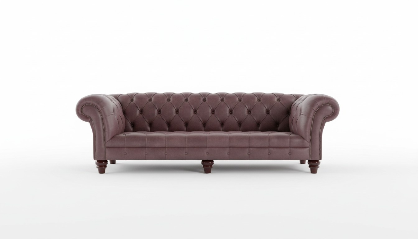 Sofa 4-Seater 245cm Classic Chesterfield Faux Leather Bordeaux Purple Comfortable Couch New