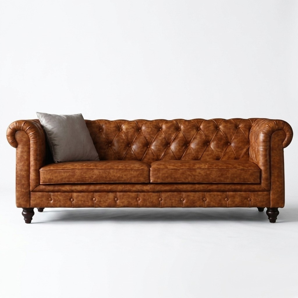 Chesterfield Sofa 3-Seater Leather Upholstery Design Sofa Luxury Couch Classic Brown New
