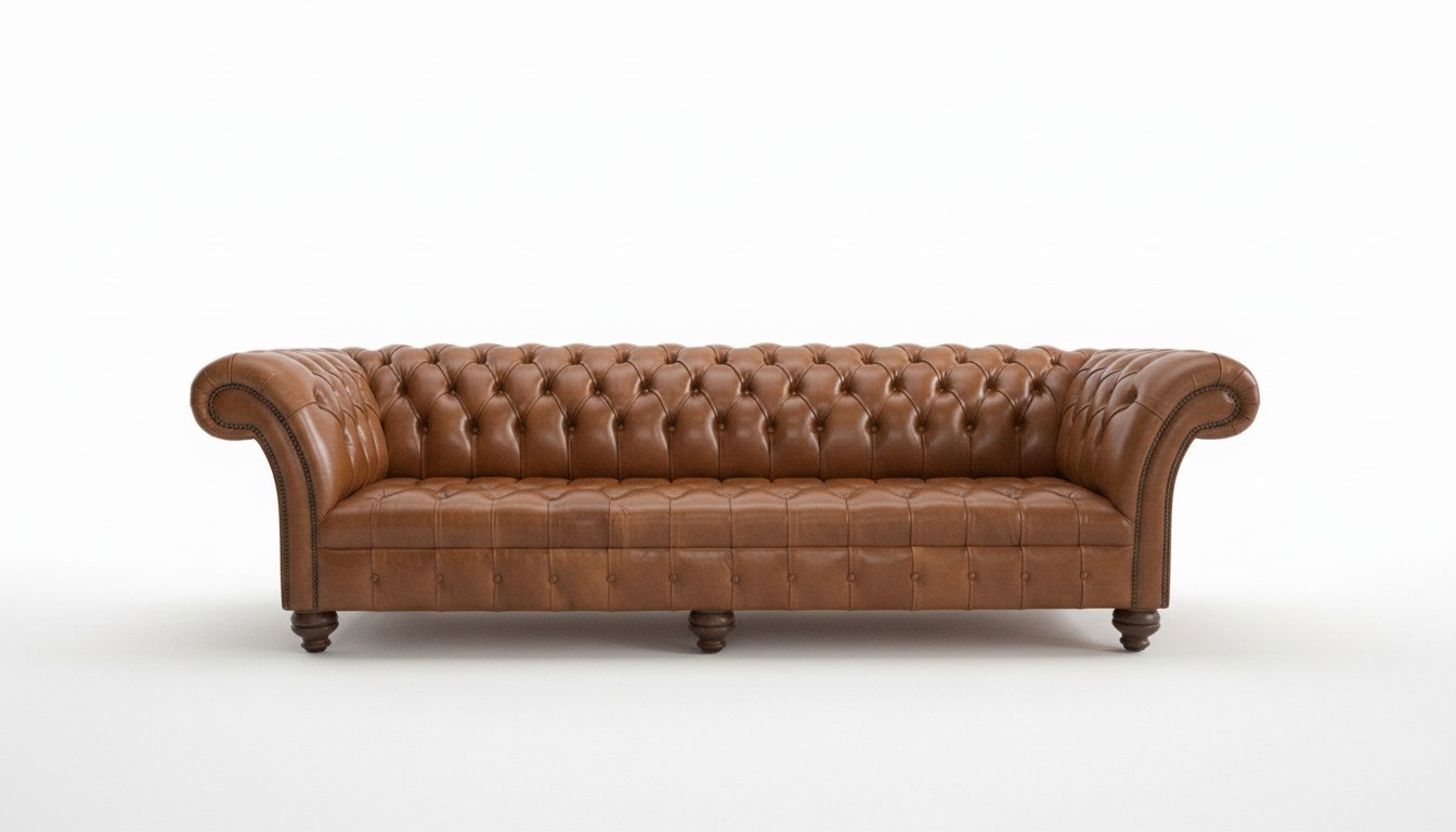 Chesterfield Sofa 4-Seater XXL Classic Brown Faux Leather with Buttons Comfortable Couch New