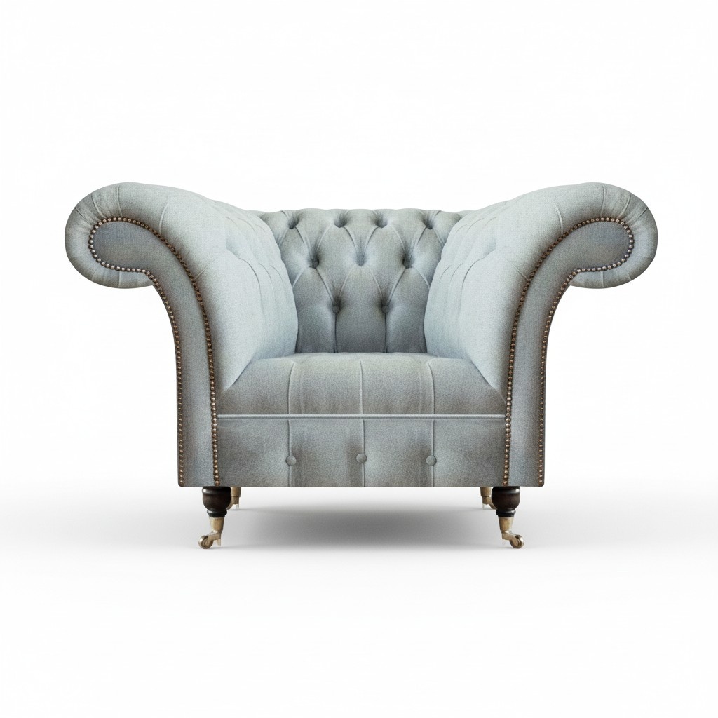 Chesterfield Hellgrauer Armchair Modern Living Room Upholstered Seating Furniture