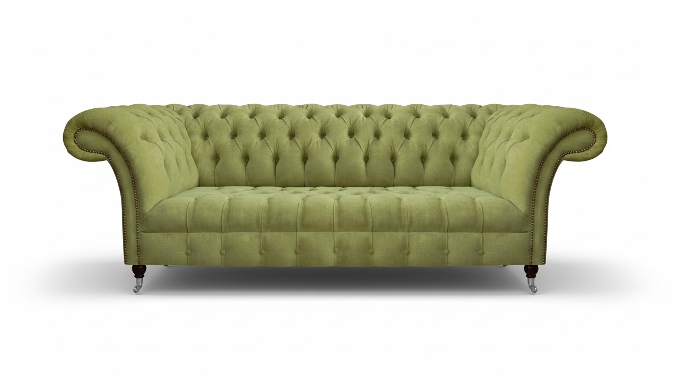 Chesterfield Light Green Sofa Modern Living Room Three-Seater Luxury Furniture
