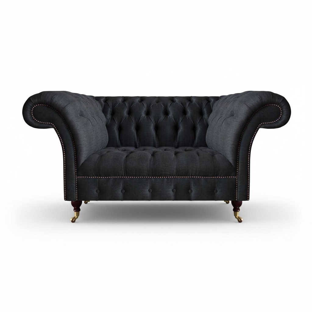 Chesterfield Living Room Black Sofa Modern Two-Seater Upholstered Furniture
