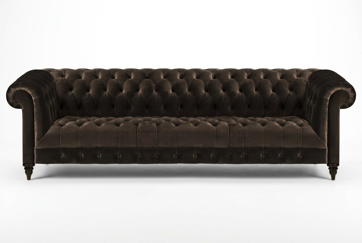 Chesterfield living room couch brown four-seater luxury seating furniture