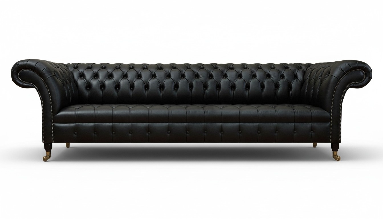 Chesterfield living room sofa four seater couch black designer furnishings