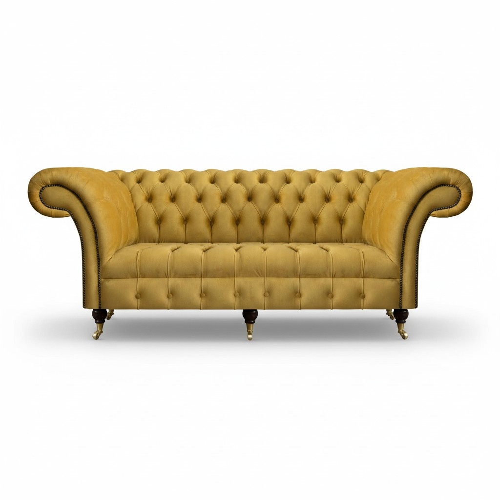 Chesterfield luxury furniture three-seater sofa couch textile upholstered sofa living room