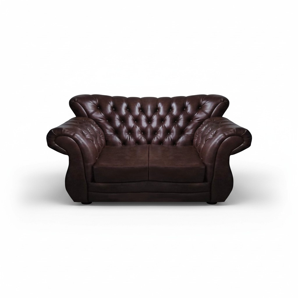 Chesterfield Luxury Sofa Couch Two Seater Brown Leather Sofas Living Room